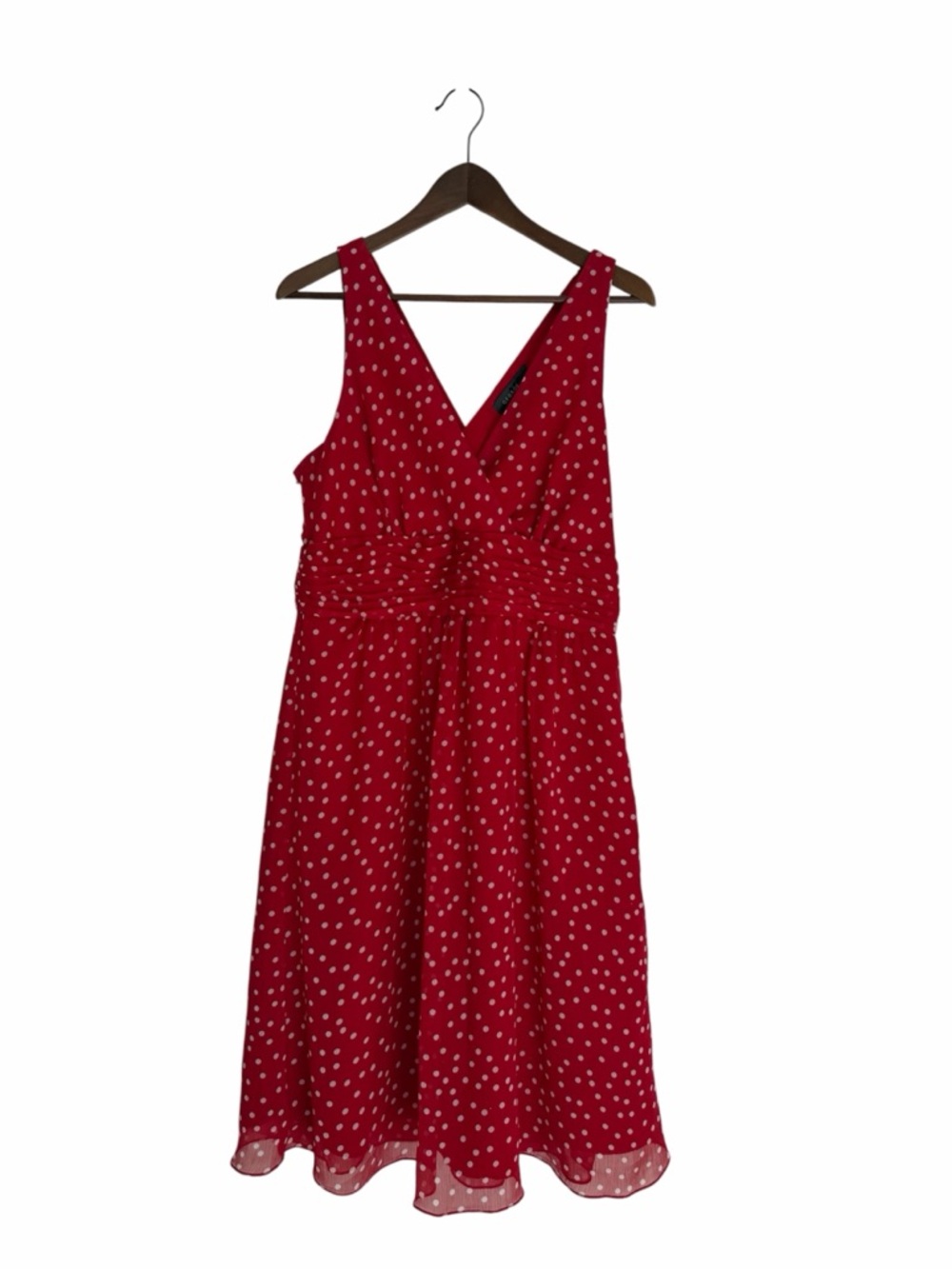 George Womens Red Polka Dot Midi A Line Fit Flare Dress Disney Bound Size 10